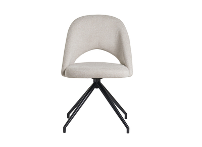 Silla giratoria 360&ordm; de tejido efecto aterciopelado texturizado beige y metal negro COSETTE