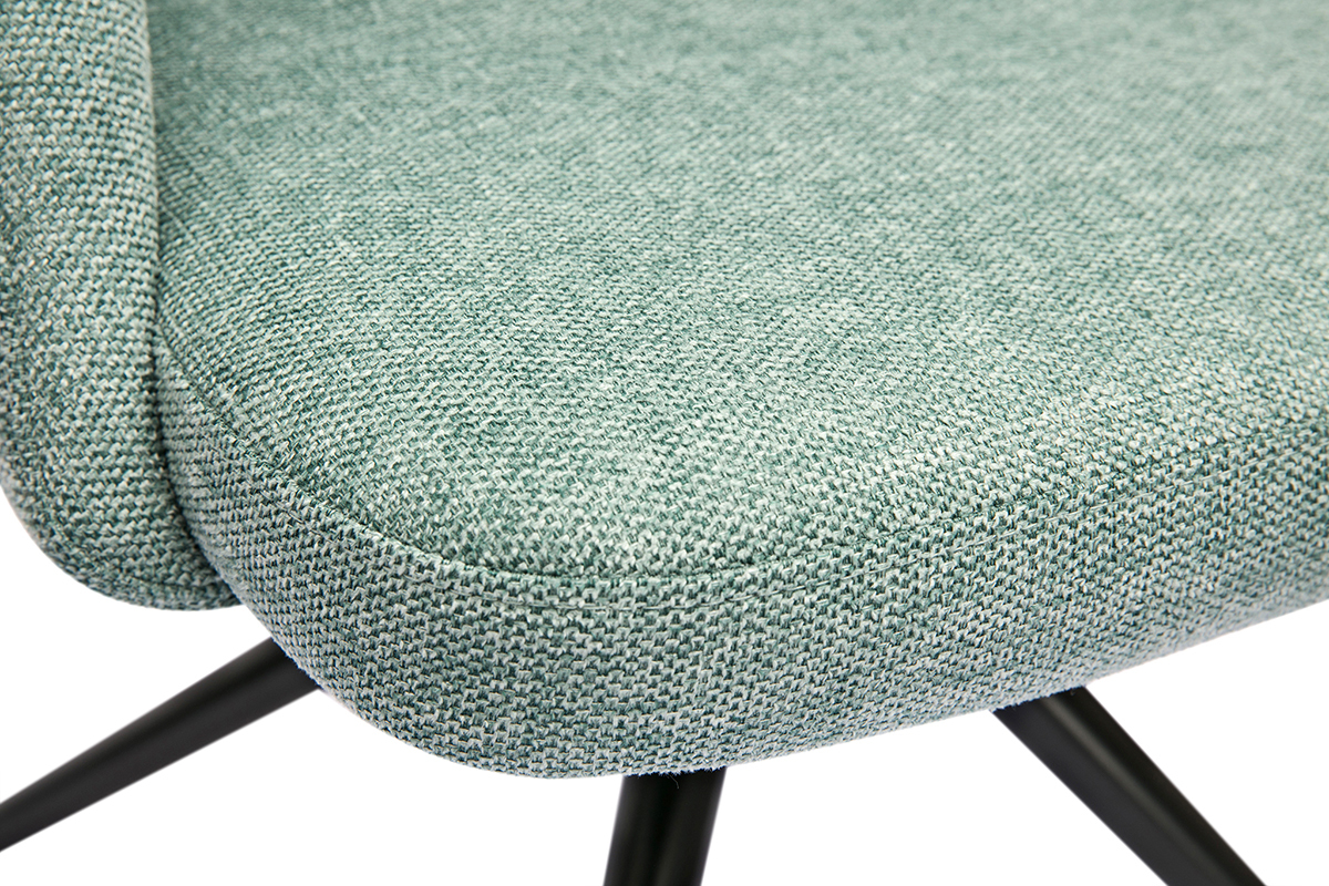 Silla giratoria 360� de tejido efecto aterciopelado texturizado celad�n y metal negro COSETTE