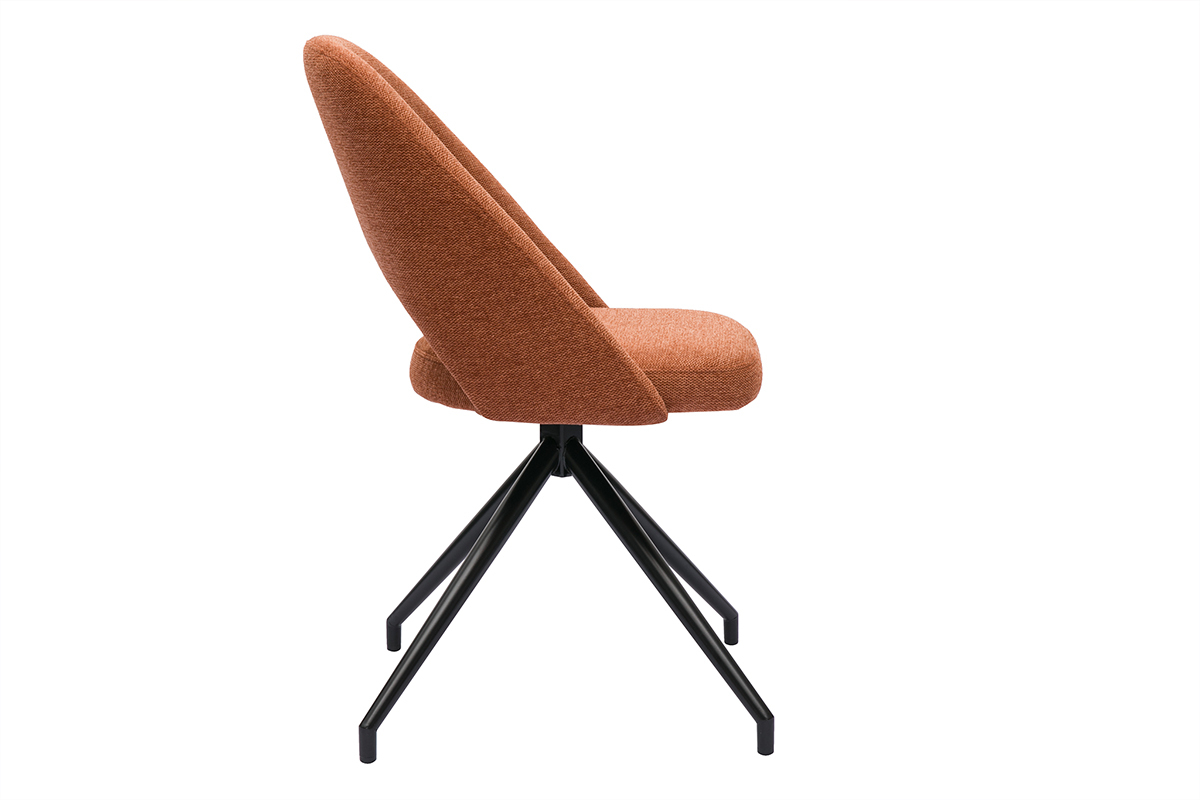 Silla giratoria 360� de tejido efecto aterciopelado texturizado terracota y metal negro COSETTE