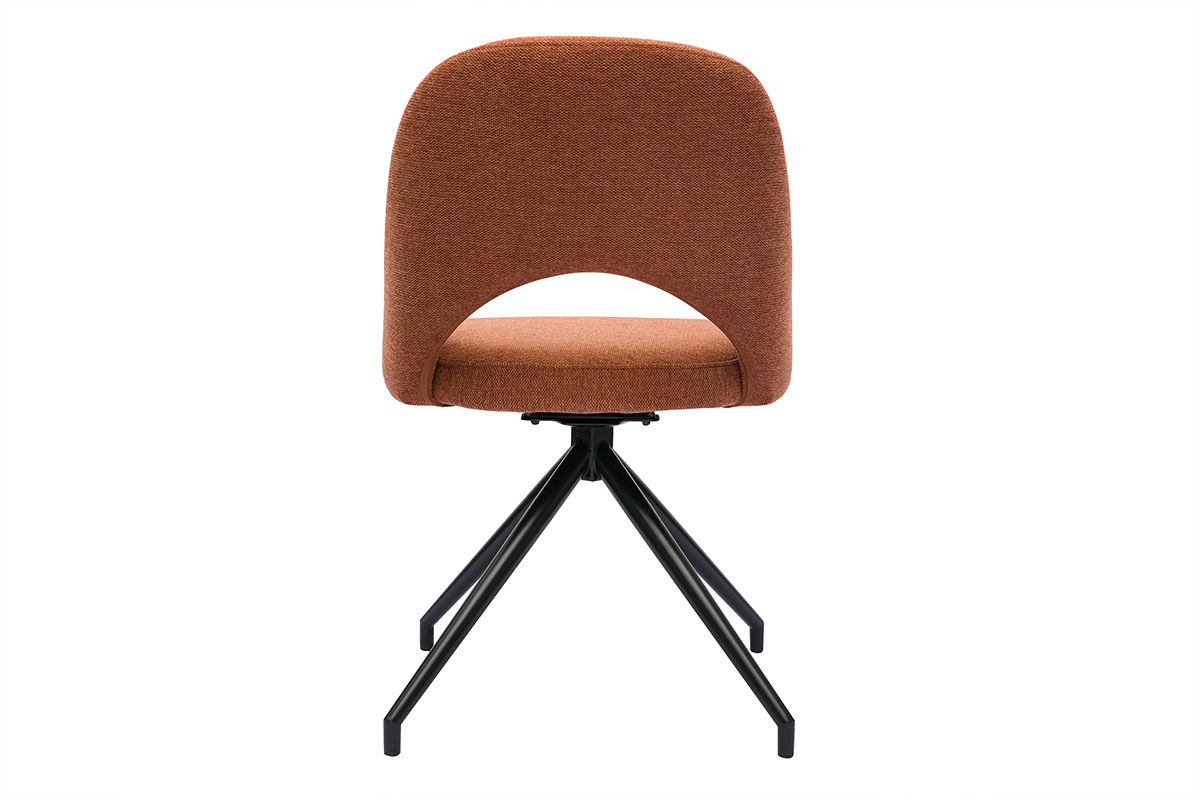 Silla giratoria 360� de tejido efecto aterciopelado texturizado terracota y metal negro COSETTE