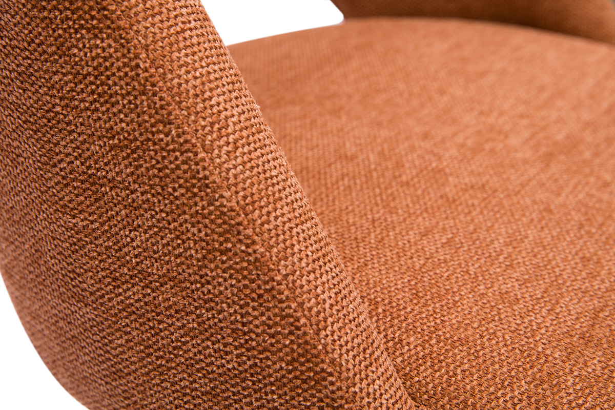 Silla giratoria 360� de tejido efecto aterciopelado texturizado terracota y metal negro COSETTE