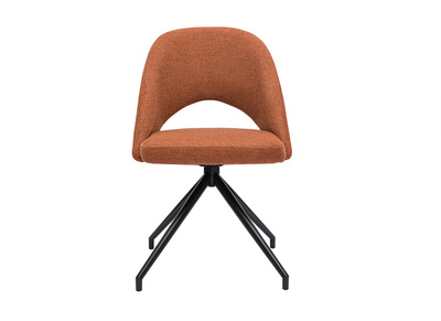 Silla giratoria 360&ordm; de tejido efecto aterciopelado texturizado terracota y metal negro COSETTE
