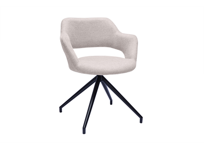 Silla giratoria 360&deg; de terciopelo texturizado beige y metal negro JESSY