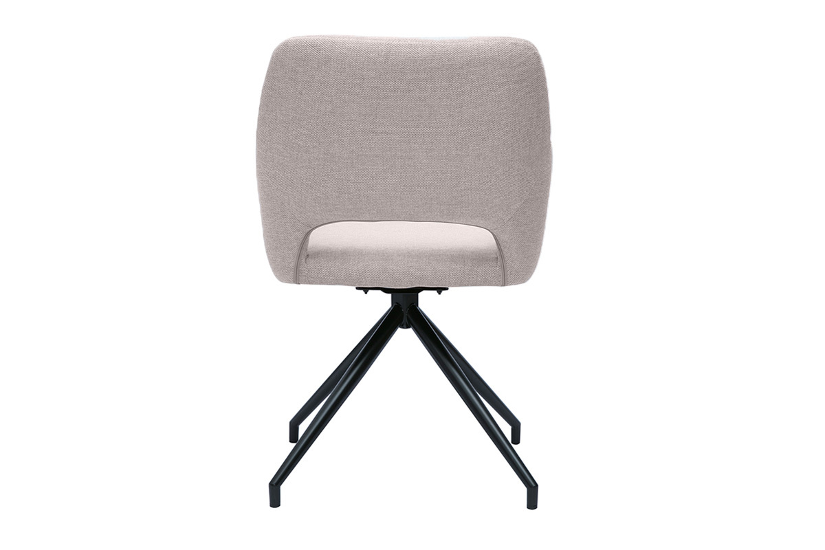Silla giratoria 360� de terciopelo texturizado beige y metal negro LAURETTE