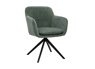 Silla giratoria 360&deg; en tejido chenilla verde caqui y metal negro AMIKA