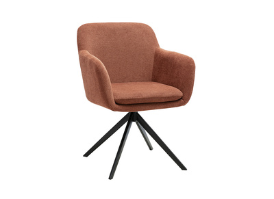 Silla giratoria 360&deg; en tela de chenilla color tierra quemada y metal negro AMIKA