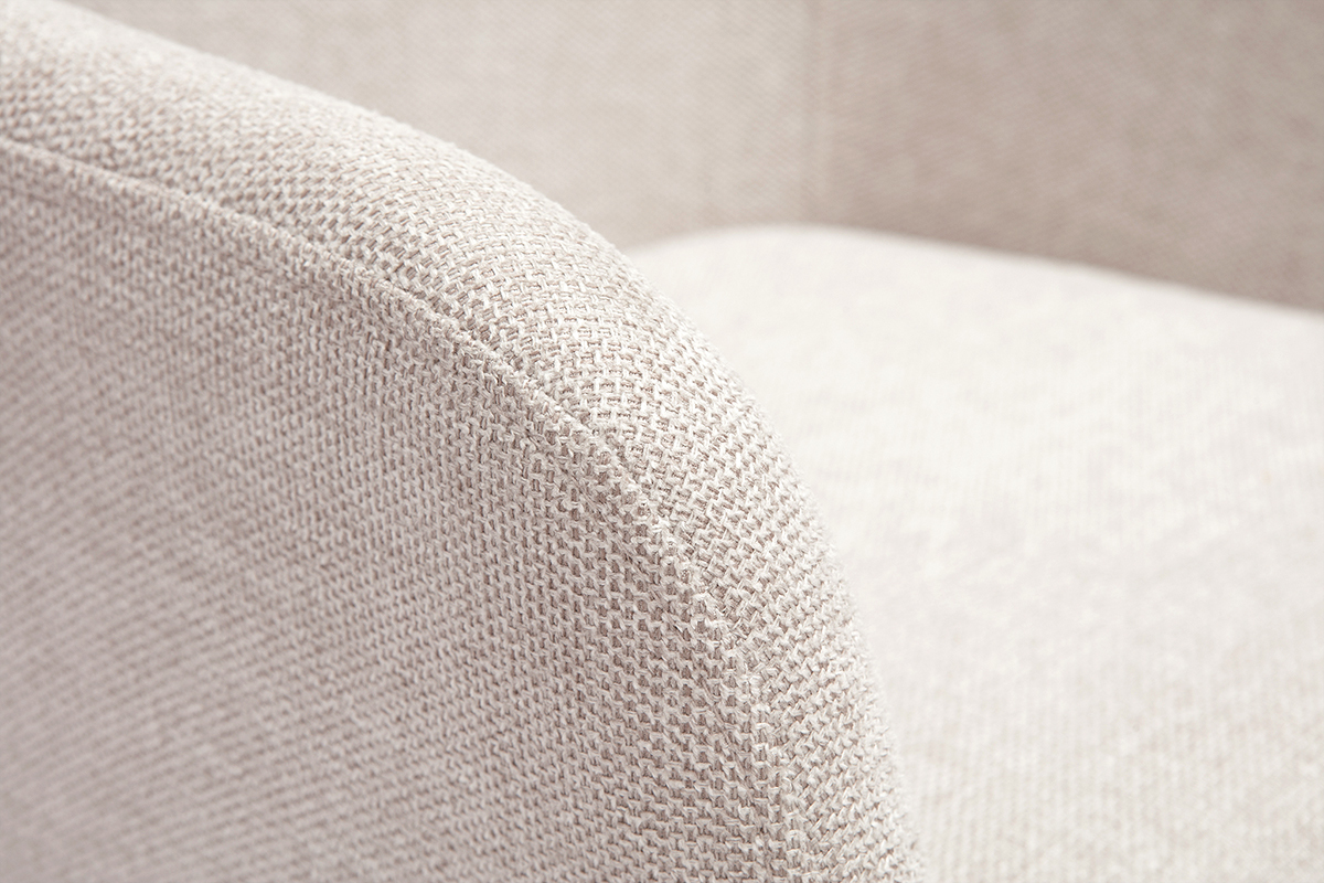 Silla giratoria 360� en tela efecto terciopelo texturizado beige y metal negro AMIKA