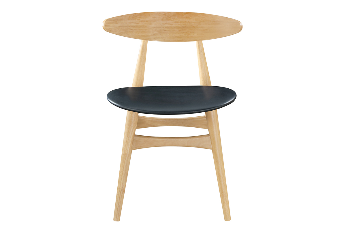 Silla madera clara y PU negro escandinavo japons (lote de 2) WALFORD