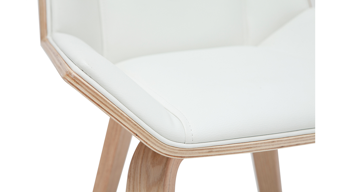 Silla moderna blanca y madera clara MELKIOR