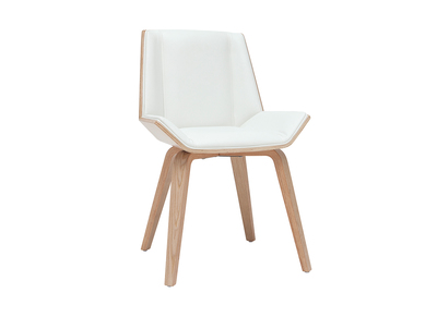 Silla moderna blanca y madera clara MELKIOR