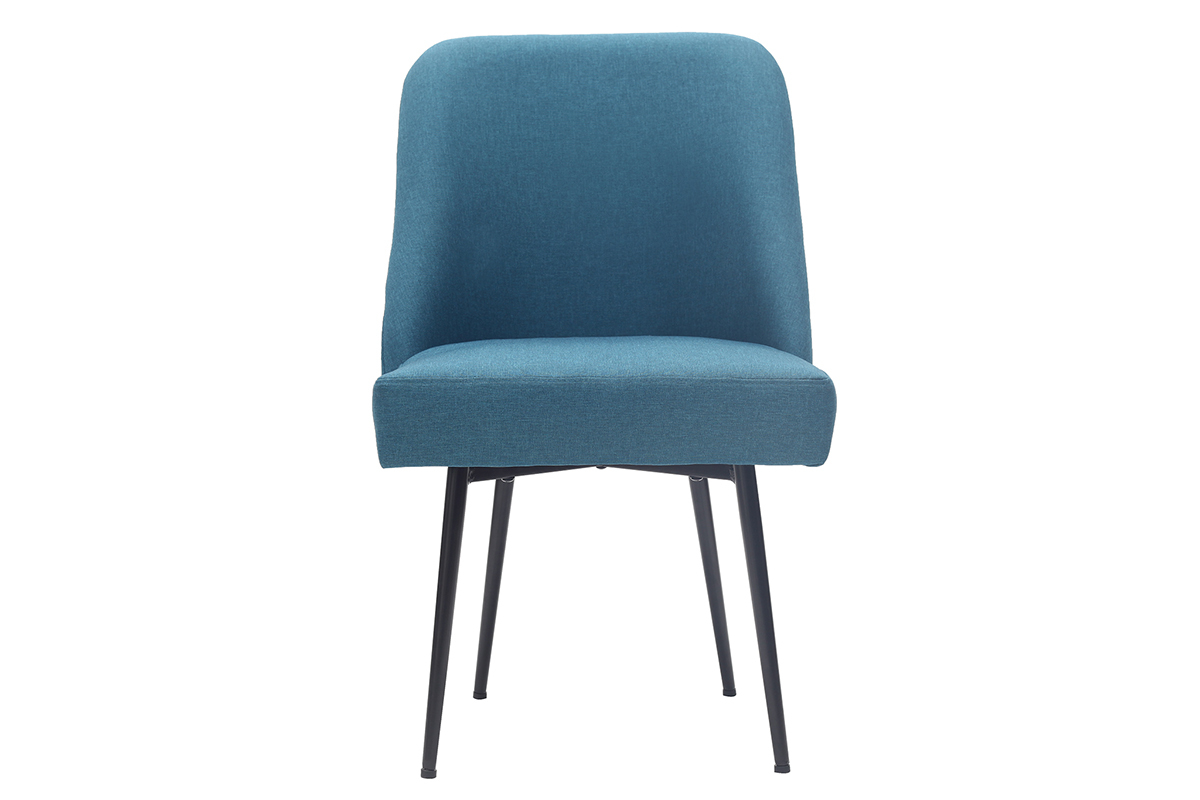 Silla moderna en tejido azul petrleo y patas metal negror LOV