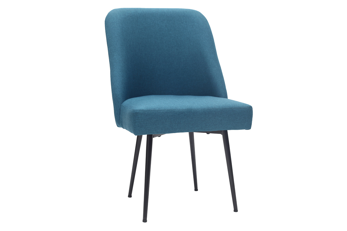 Silla moderna en tejido azul petrleo y patas metal negror LOV