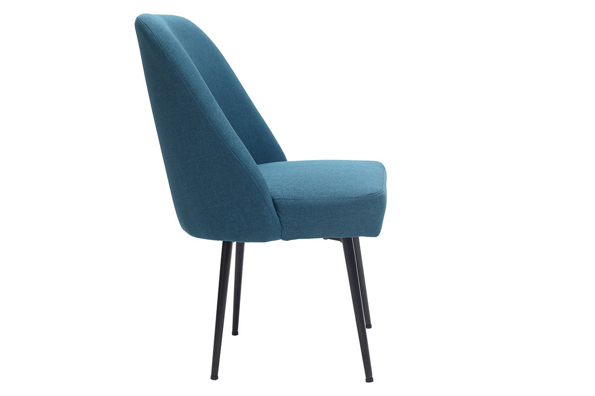 Silla moderna en tejido azul petrleo y patas metal negror LOV