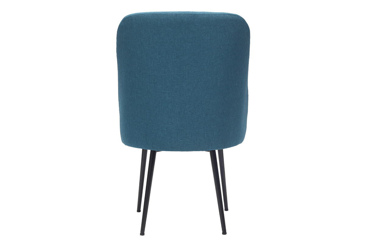 Silla moderna en tejido azul petrleo y patas metal negror LOV