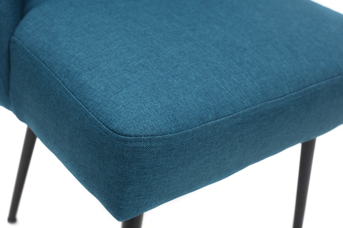 Silla moderna en tejido azul petrleo y patas metal negror LOV