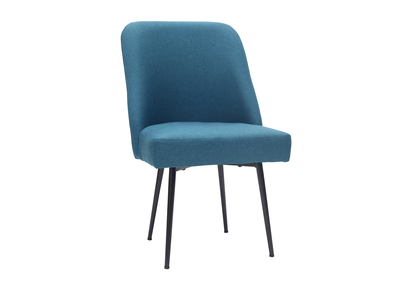 Silla moderna en tejido azul petr&oacute;leo y patas metal negror LOV