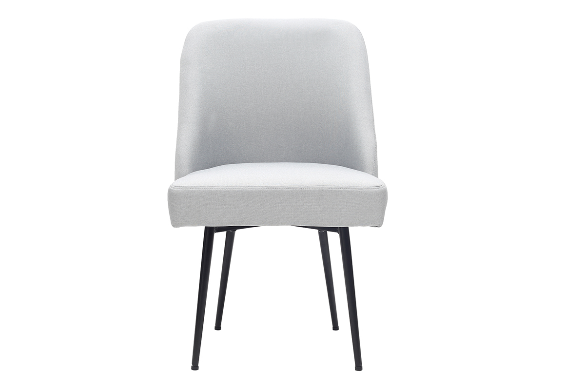 Silla moderna en tejido gris claro y patas metal negror LOV