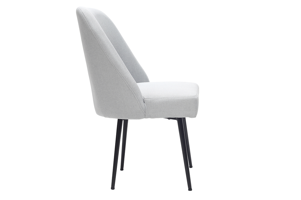 Silla moderna en tejido gris claro y patas metal negror LOV