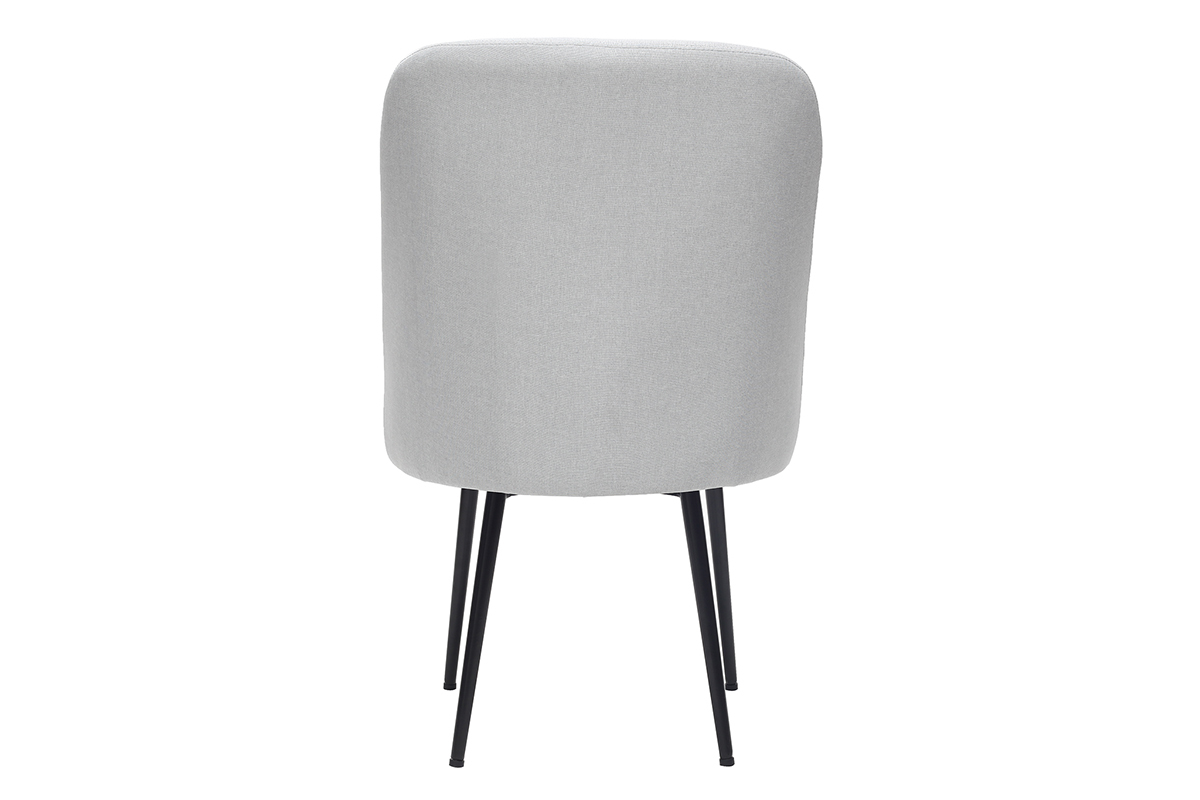 Silla moderna en tejido gris claro y patas metal negror LOV