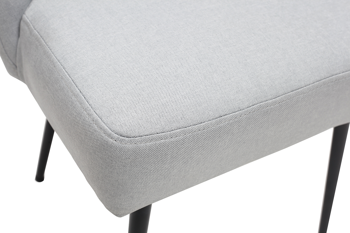 Silla moderna en tejido gris claro y patas metal negror LOV