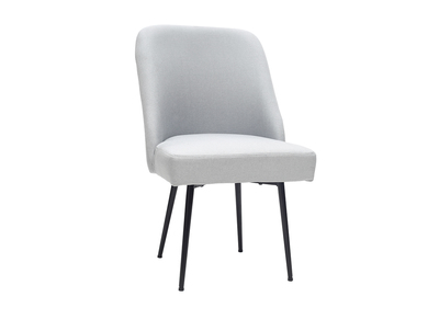 Silla moderna en tejido gris claro y patas metal negror LOV