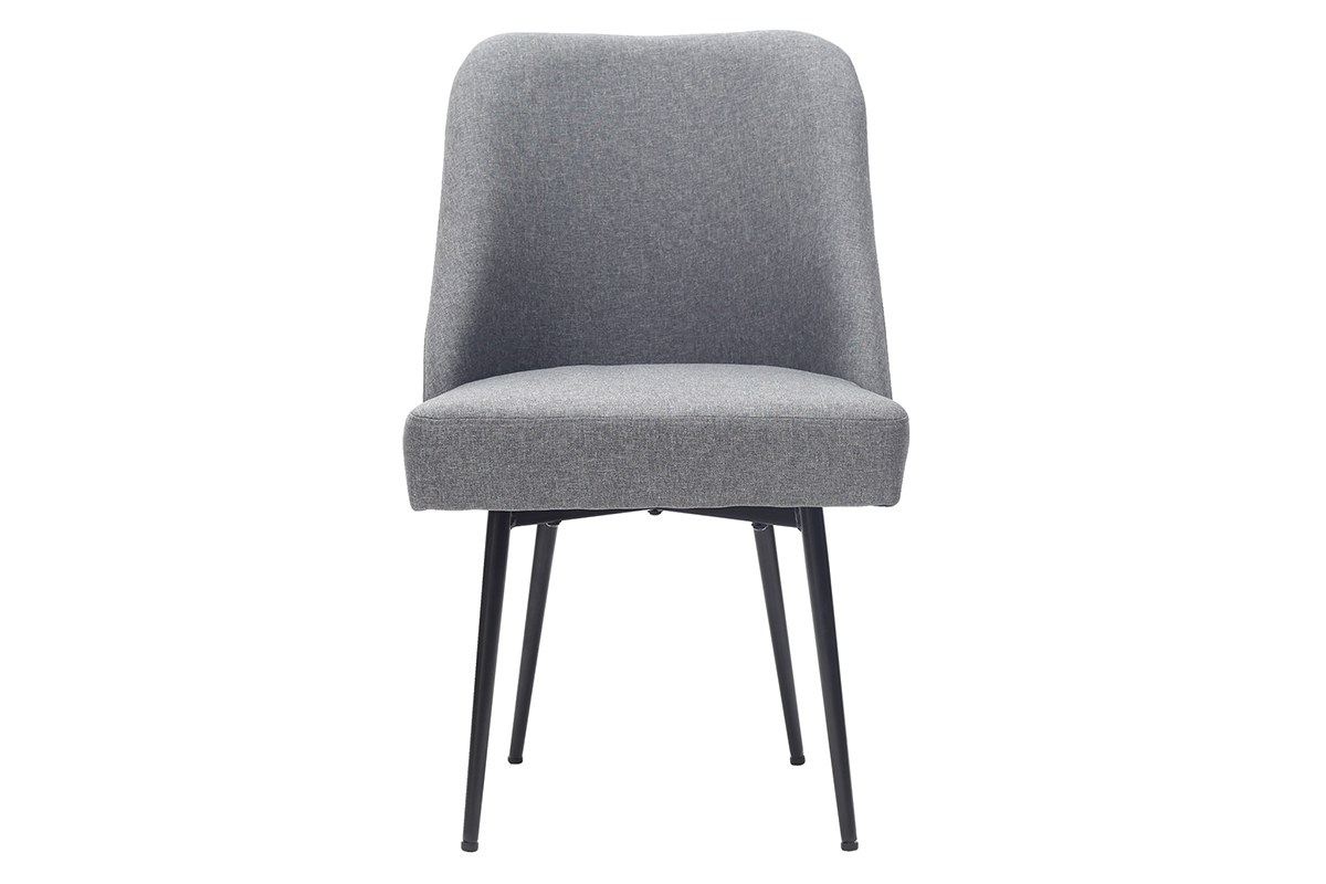 Silla moderna en tejido gris oscuro y patas metal negror LOV