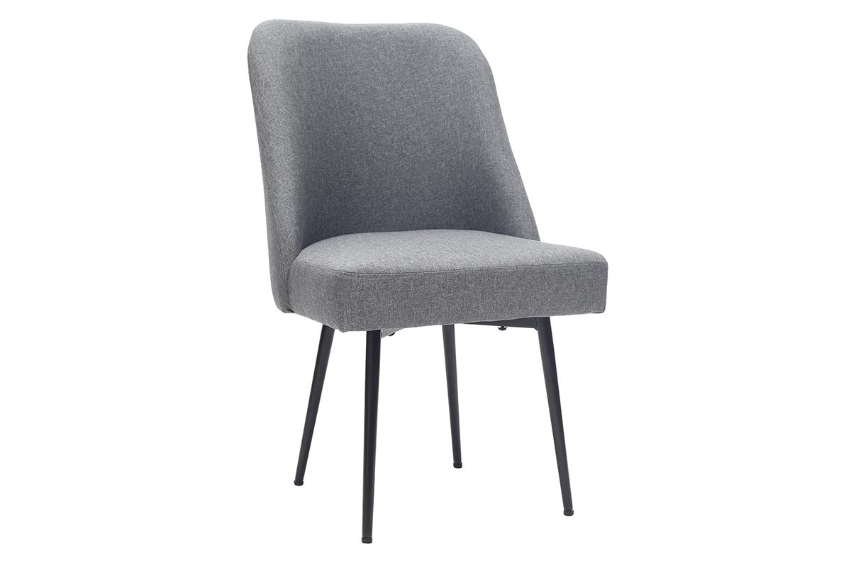 Silla moderna en tejido gris oscuro y patas metal negror LOV