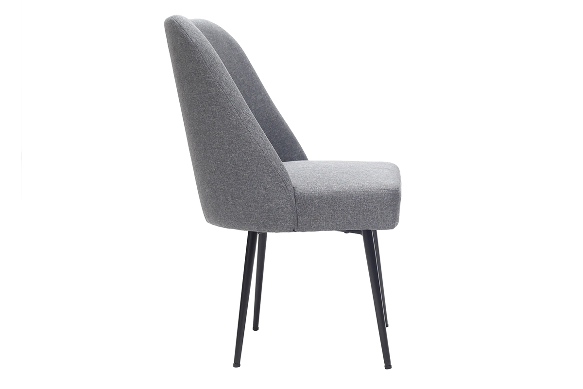 Silla moderna en tejido gris oscuro y patas metal negror LOV