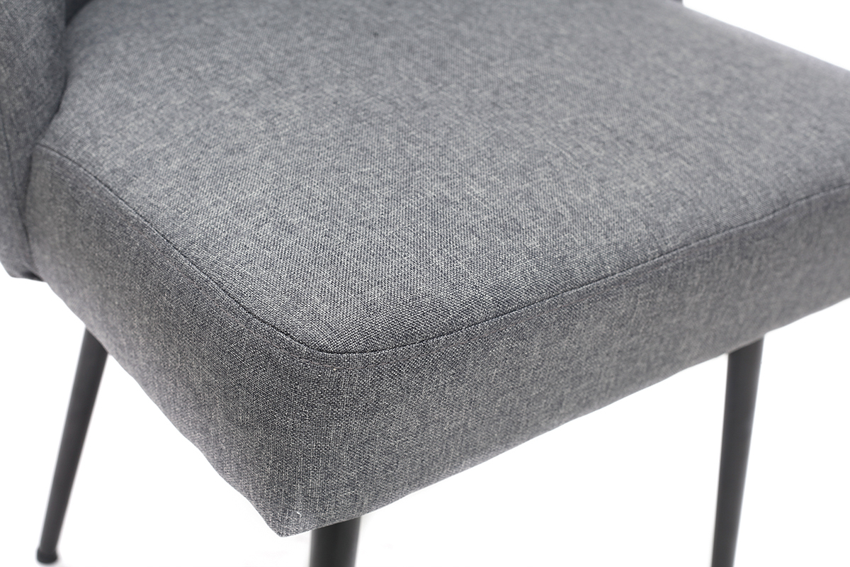 Silla moderna en tejido gris oscuro y patas metal negror LOV