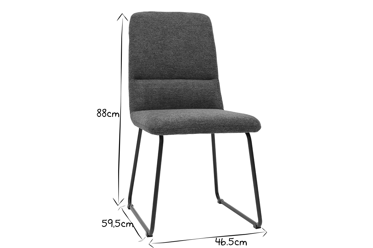 Silla moderna en tejido gris y patas metal gris MYST