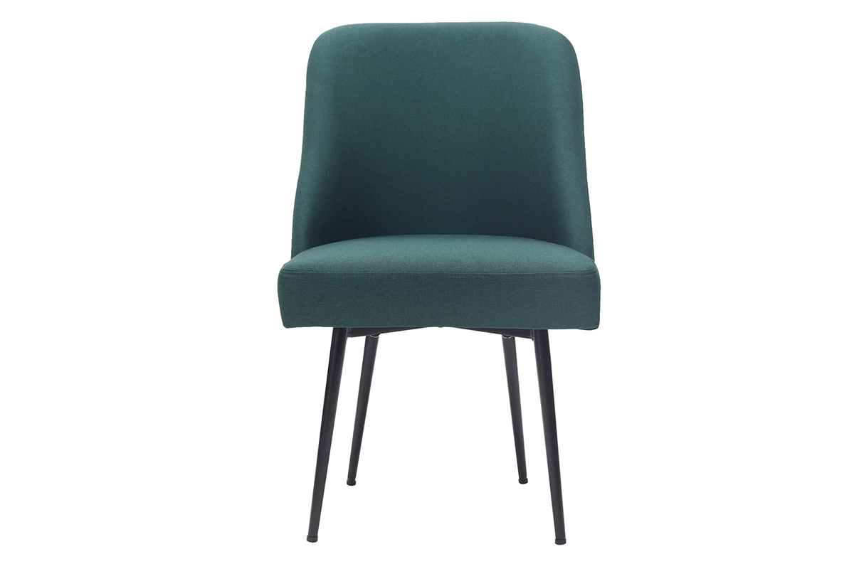 Silla moderna en tejido verde oscuro y patas metal negror LOV