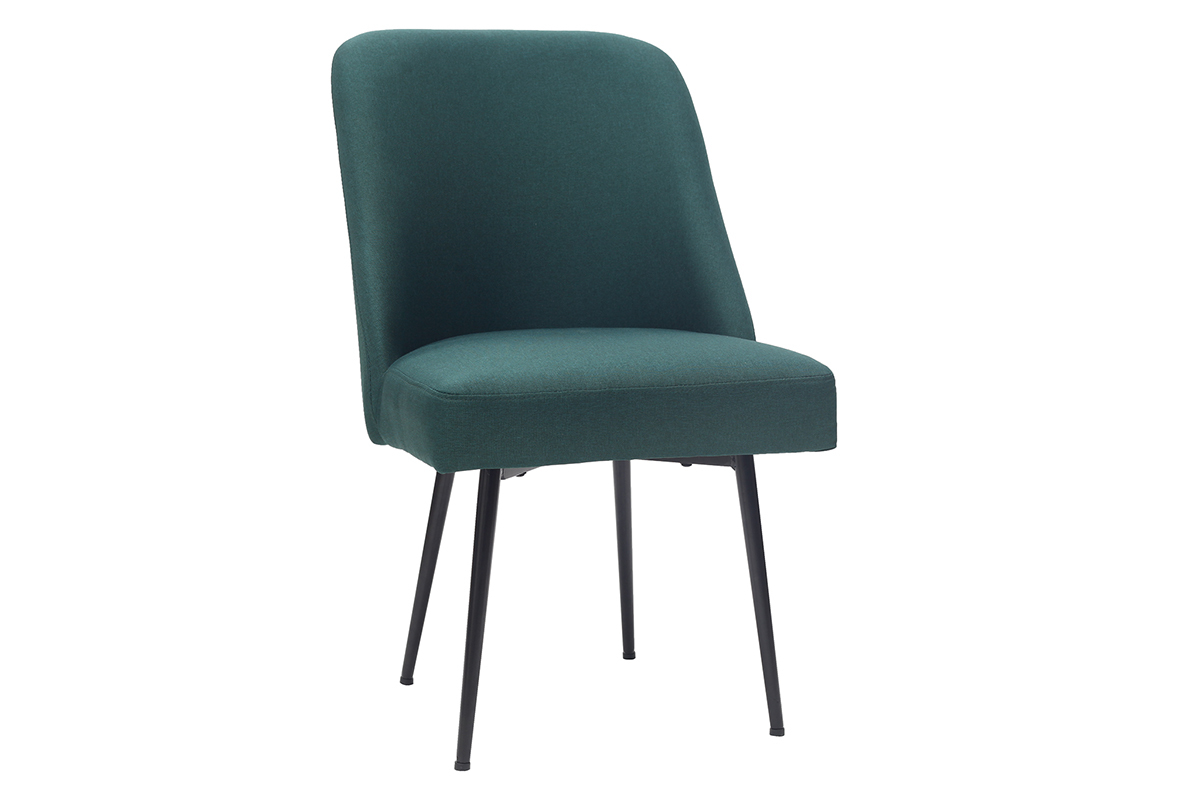 Silla moderna en tejido verde oscuro y patas metal negror LOV