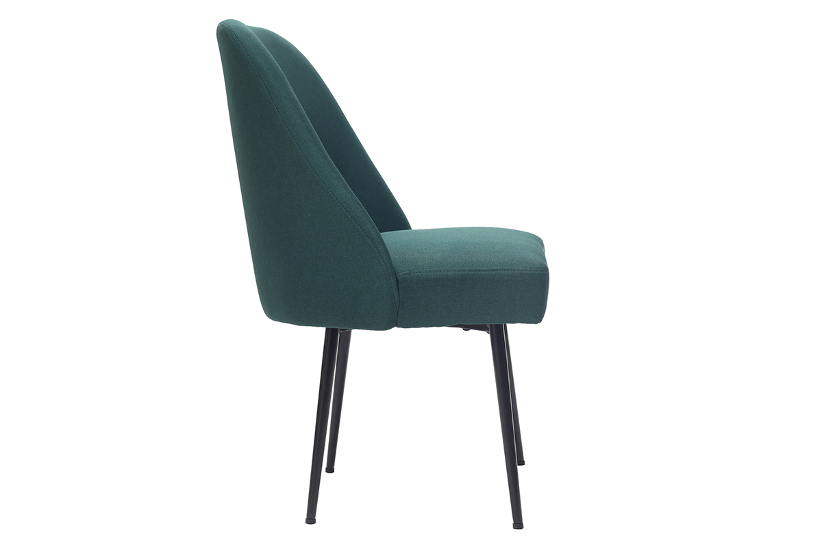 Silla moderna en tejido verde oscuro y patas metal negror LOV