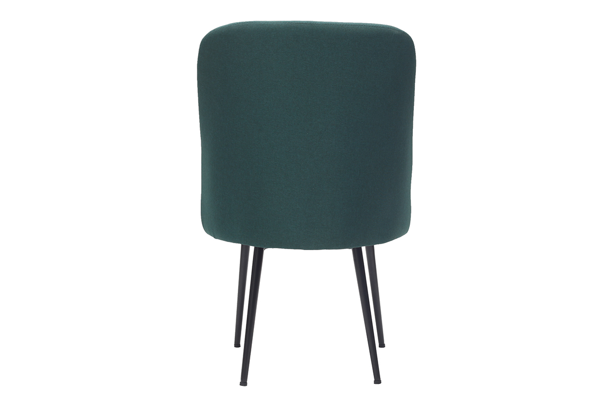 Silla moderna en tejido verde oscuro y patas metal negror LOV