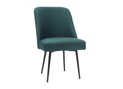 Silla moderna en tejido verde oscuro y patas metal negror LOV