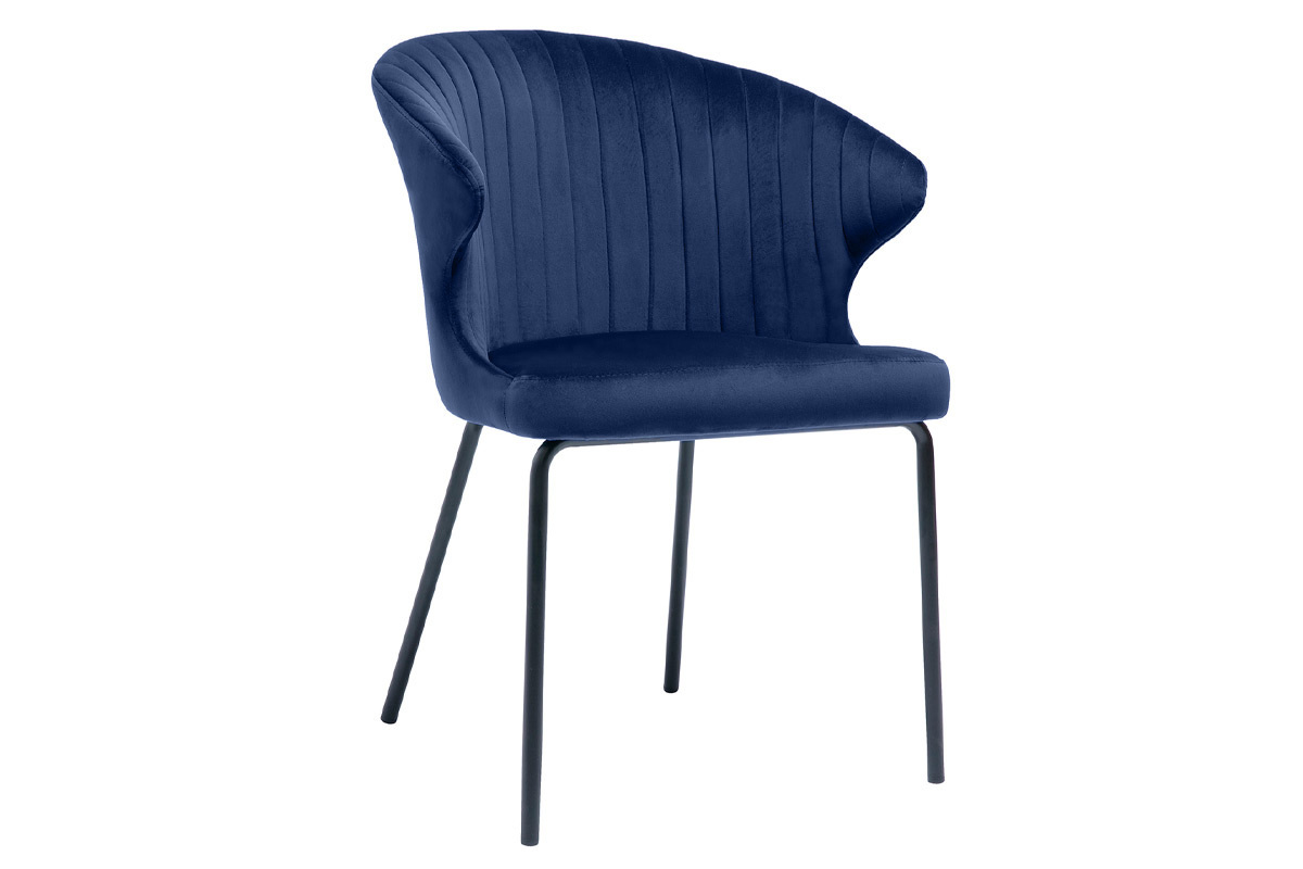 Silla moderna en terciopelo azul oscuro REQUIEM