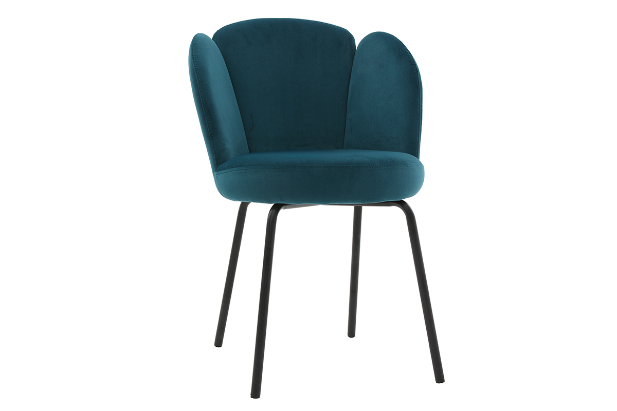 Silla moderna en terciopelo azul petr�leo FLOS