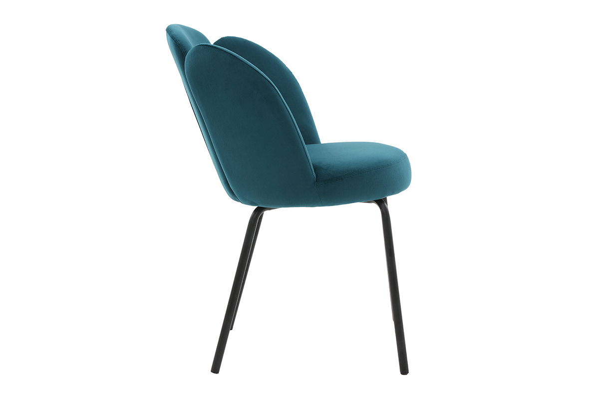 Silla moderna en terciopelo azul petr�leo FLOS