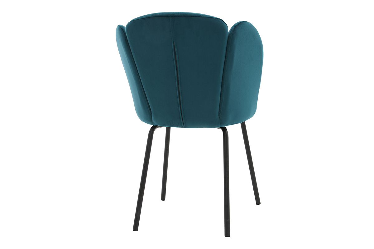 Silla moderna en terciopelo azul petr�leo FLOS