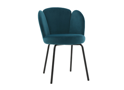 Silla moderna en terciopelo azul petr&oacute;leo FLOS