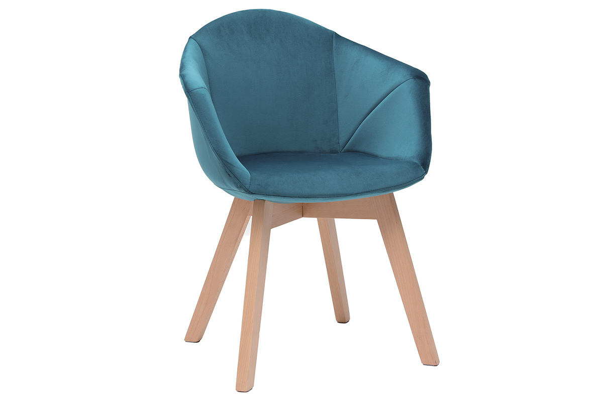 Silla moderna en terciopelo azul petrleo TAYA