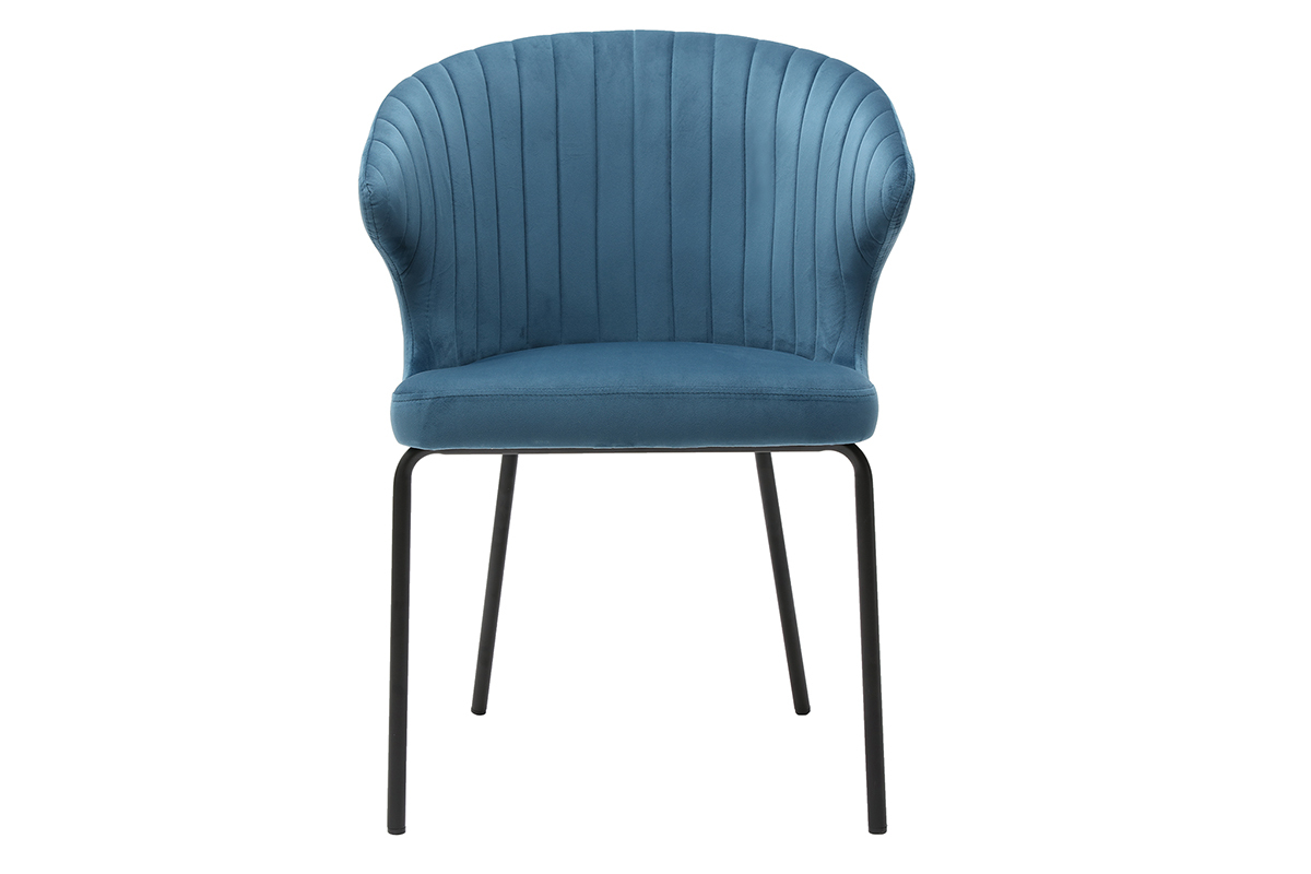 Silla moderna en terciopelo azul REQUIEM
