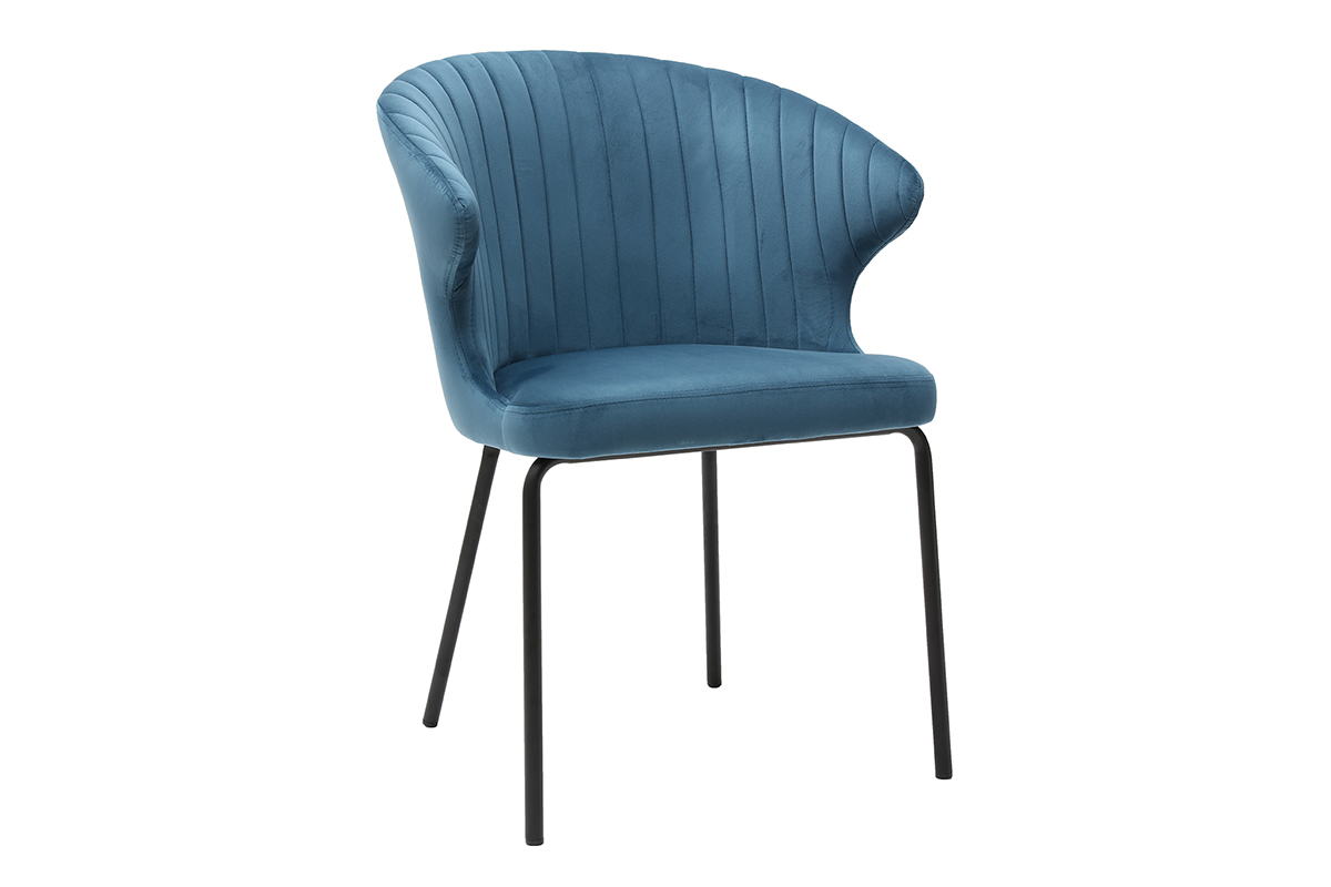 Silla moderna en terciopelo azul REQUIEM