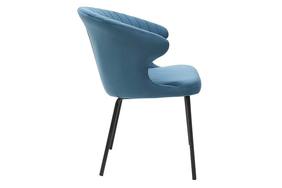 Silla moderna en terciopelo azul REQUIEM