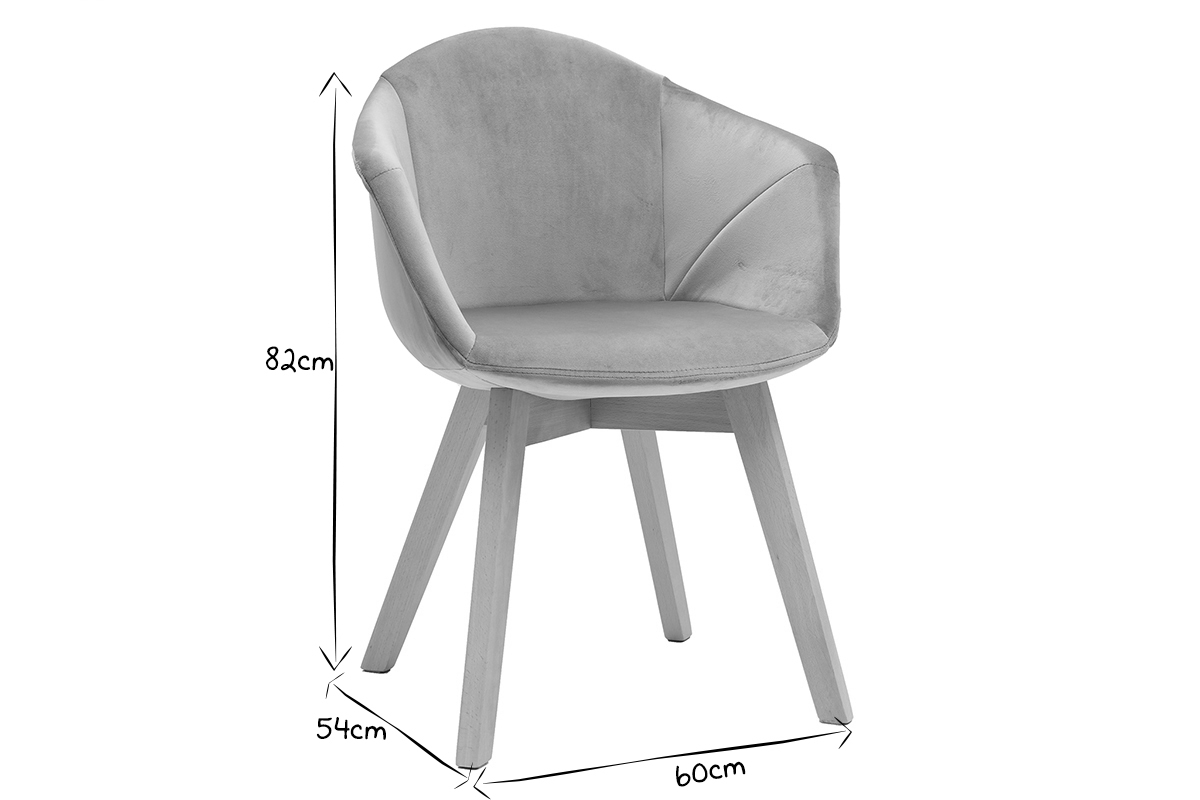 Silla moderna en terciopelo gris TAYA