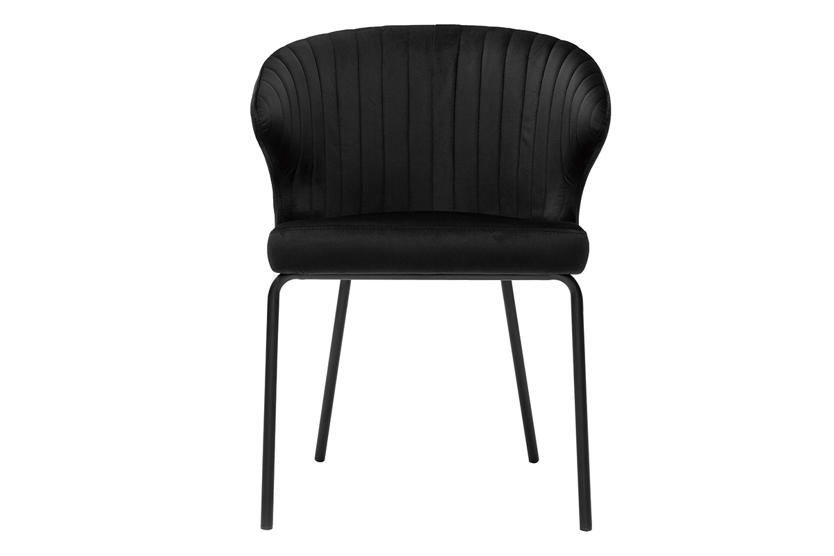 Silla moderna en terciopelo negro REQUIEM