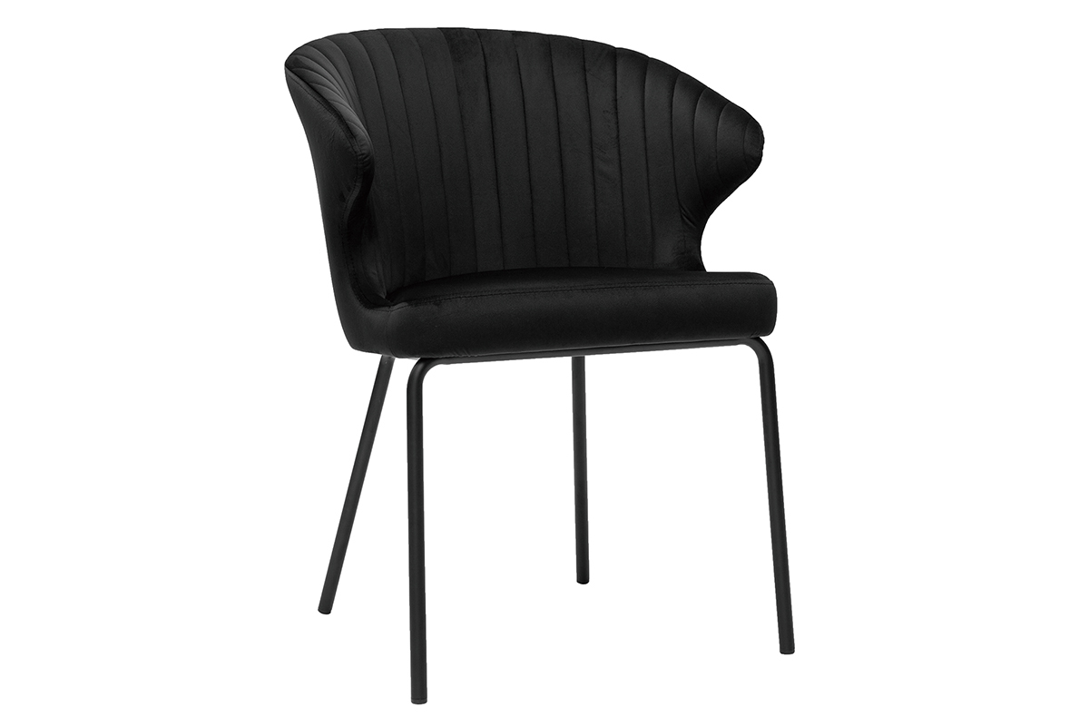 Silla moderna en terciopelo negro REQUIEM