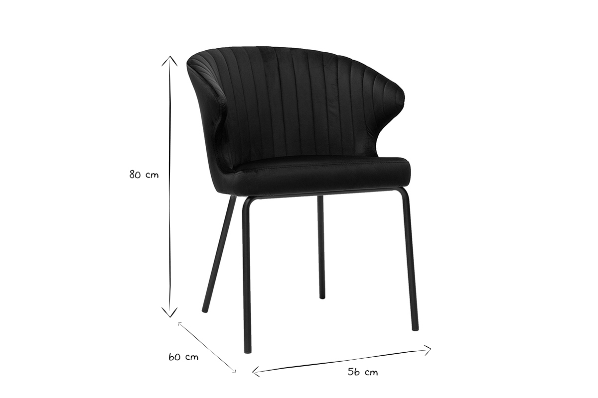 Silla moderna en terciopelo negro REQUIEM