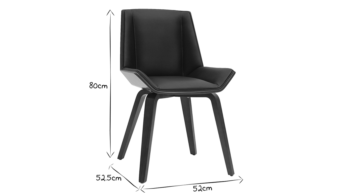 Silla moderna negra y madera oscura MELKIOR