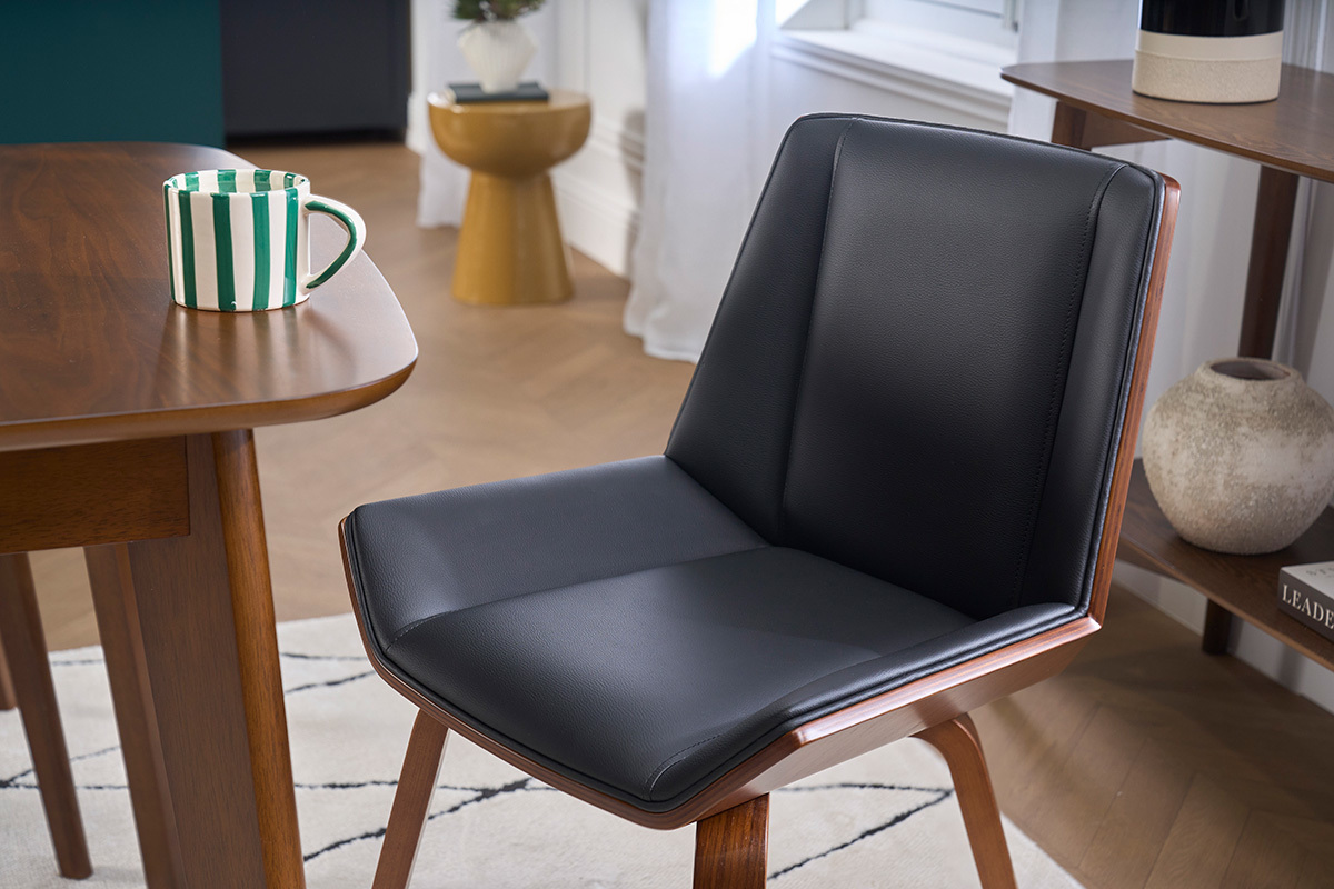 Silla moderna negra y madera oscura MELKIOR